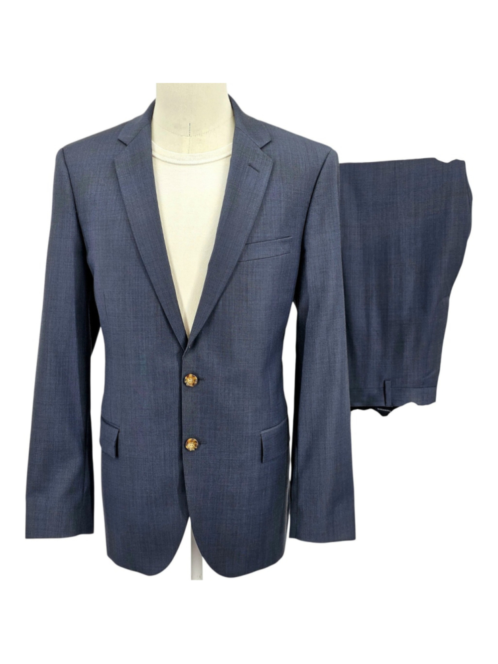 J.Crew Thompson Men's Suit 42R 36x30 Slim Fit Worsted Wool Blue 2 Piece G1730